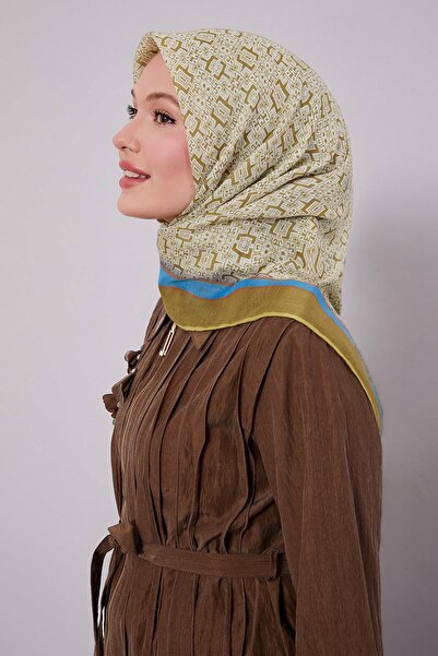 Levidor وشاح ناعم بنمط الأحجية باللون الأخضر الزيتي