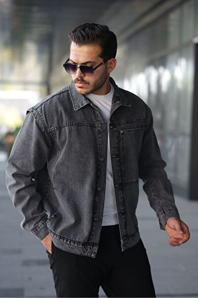 LTC Jeans Мъжка ретро сако с квадратни джобове и копчета, антрацит