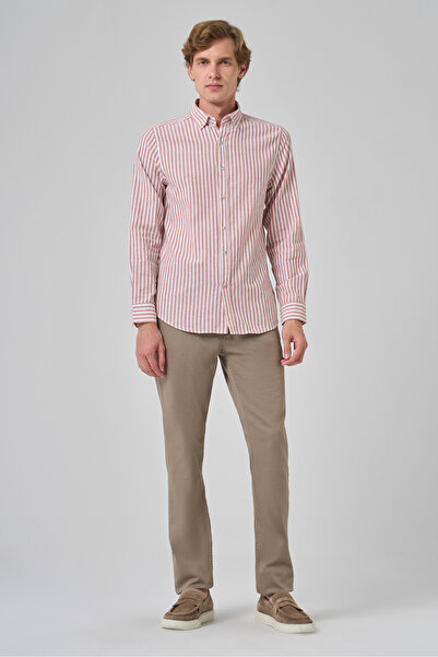 Morven Чоловіча помаранчева сорочка Slim Fit з ґудзиками на комірі