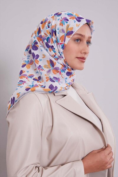 Levidor وشاح ناعم بنمط زهرة أرجوانية