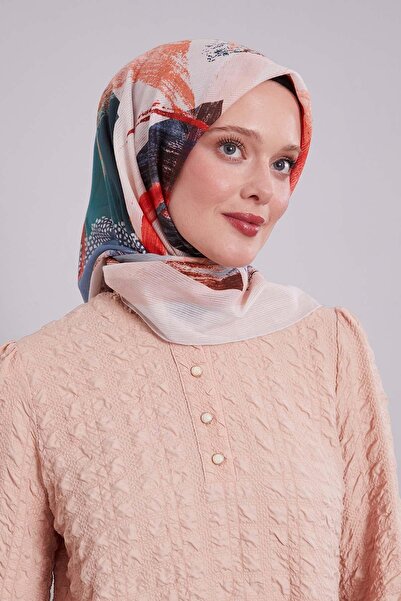 Levidor Βαμβακερό κασκόλ με μπεζ σχέδιο με πινέλο