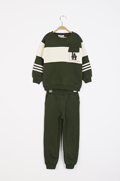 kinderos Boy's La Embroidered Raised Embroidery 2-Piece Set - 2305