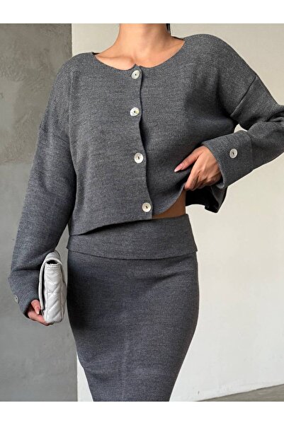 GİYSİ DÜNYASI 57 Knitwear Fabric Shirt Skirt 2-Piece Set