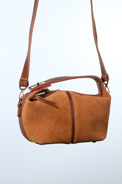 LuviShoes Island Tan Suede Genuine Leather Women's Shoulder Bag