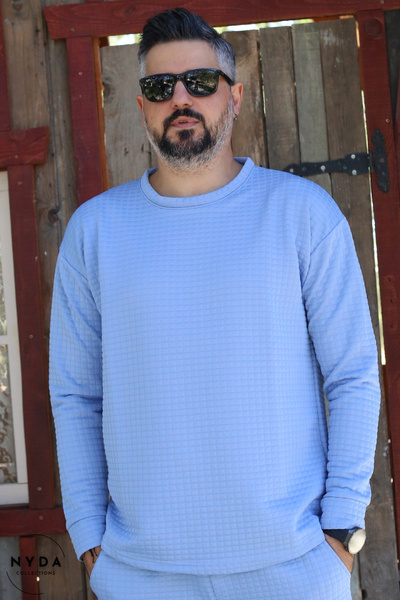 Nyda Collections Men's Quilted Fabric Seasonal Long Sleeve Sweatshirt