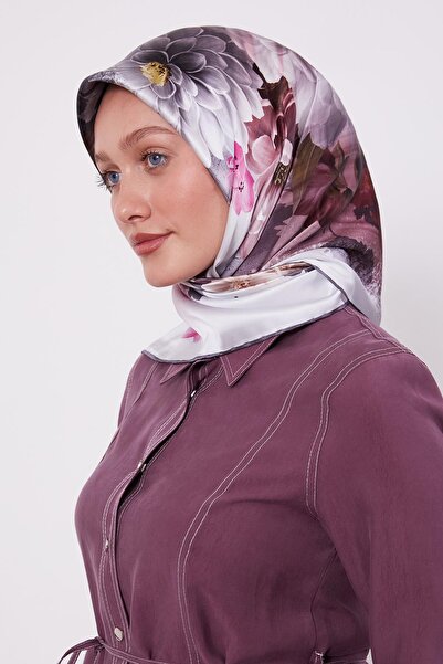 Levidor Μεταξωτό μαντήλι Sura με γκρι λουλουδάτο σχέδιο