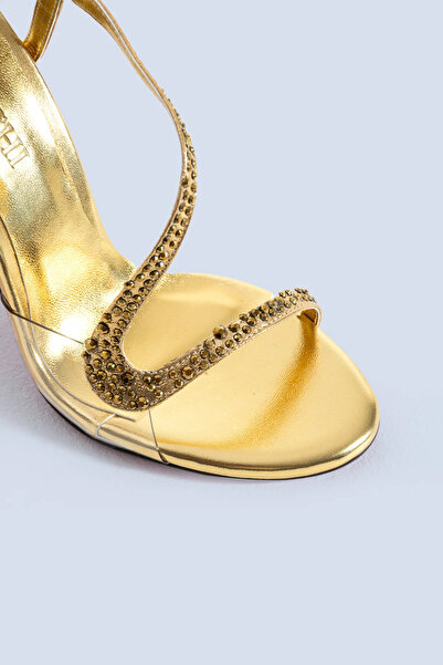 Tacchi Noctura Altın Taşlı Abiye Ayakkabı