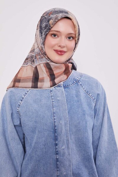 Levidor Καρό βαμβακερό κασκόλ Dusty Rose