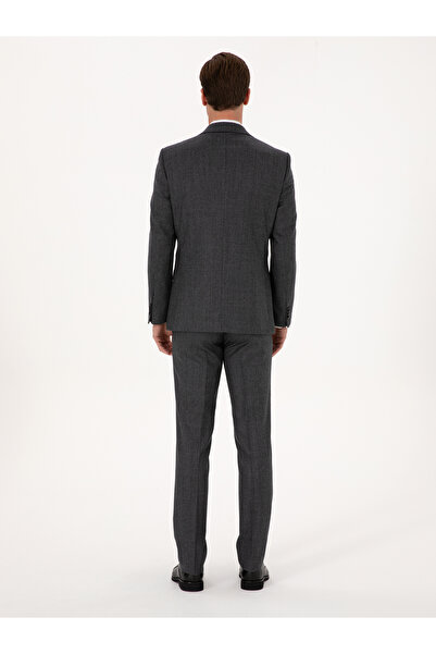 Cacharel Antrasit Slim Fit %100 Yün Ekose Takım Elbise 50315670-VR006