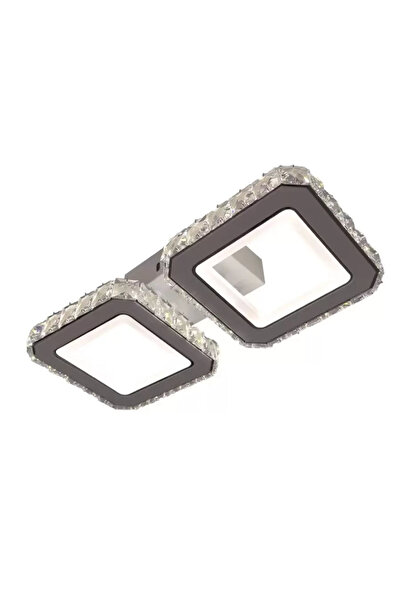 Alessandro DESIGN Pendul LED cu telecomandă și cristal QUADRIS, 24W, 2 pătrate, lumină rece/caldă/neutră, reglabil