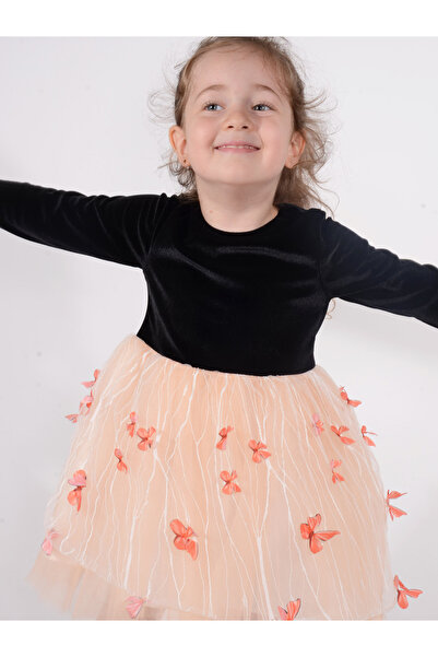 Serkon BABY Flying Butterfly Tutu Fluffy Shiny Velvet Girls' Dress