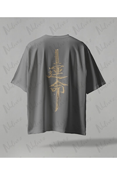 Nulivez تي شيرت ياباني مطبوع عليه سيف عالي الجودة للجنسين مقاس كبير