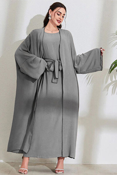 dorbe modest & stylish elegant multi-colors long sleeve belted two-piece women’s wear abaya set