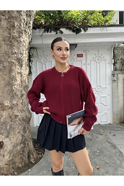 ikomteks Γυναικεία πλεκτή ζακέτα με φερμουάρ