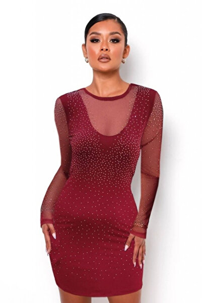 WMPULSE    فستان نسائي للغوص بأكمام طويلة ورقبة دائرية منخفضة القطع