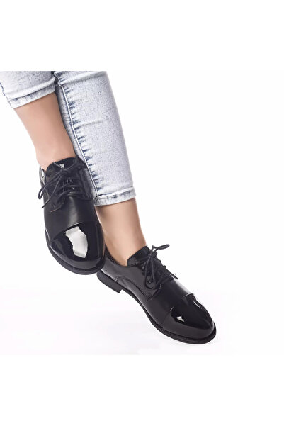 Botinelli Pantofi casual lielle negru piele ecologica lacuita, 36