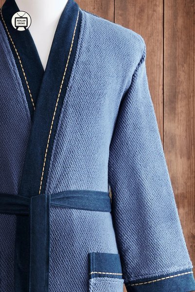 Özdilek Oregon Maskülen Nakışlı Denim Kimono Bornoz XL - Lacivert
