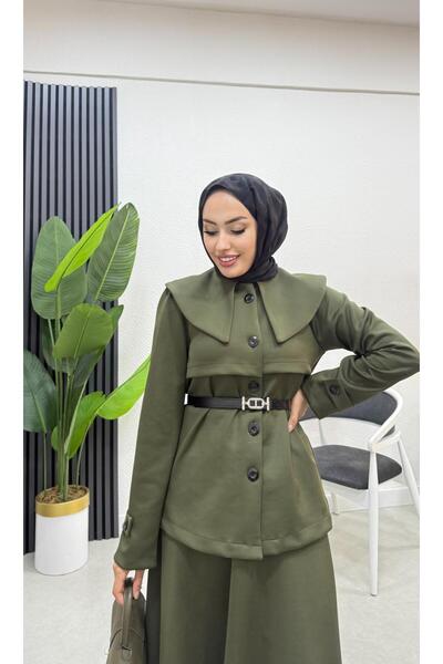 moda crn Bebe Yaka Kemerli Dalgıç Etekli Takım