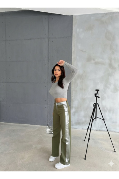 gl00my Gabardine palazzo pants - khaki