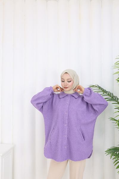 MİSS M.A.T FASHİON Pon Pon Bucket Fabric Standard Size Shirt Jacket