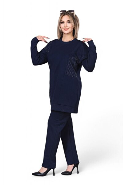 NEWCO Modal Fabric Stone-Embroidered Comfortable and Flexible Fit Double Top and Bottom Set Battal -1645P