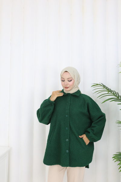 MİSS M.A.T FASHİON Pon Pon Bucket Fabric Standard Size Shirt Jacket