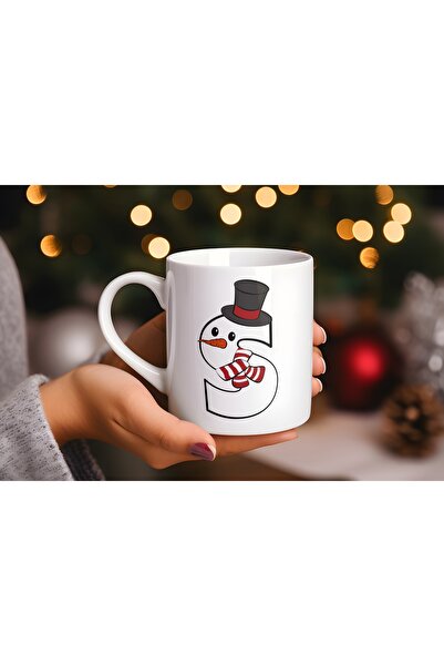 Beramussa كوب على شكل رجل الثلج بحرف S، هدية لرأس السنة الجديدة، تصاميم أكواب...