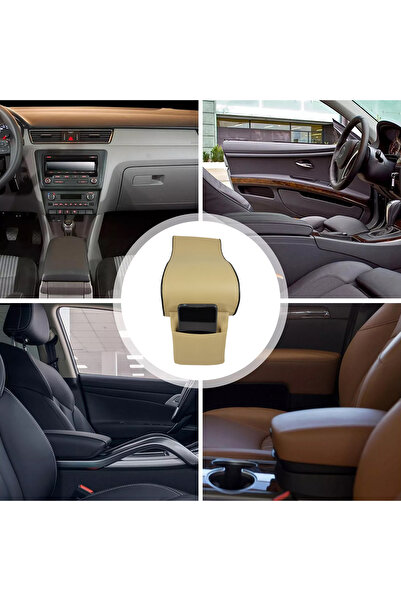 Mob Beige Armrest Cushion with Phone Holder - Easy Install, Compact Design