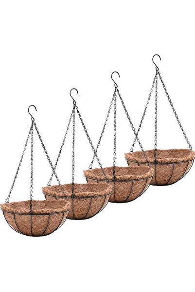 OEM Set of 4 Flower Pot Holders with Chain, 25 x 12 cm