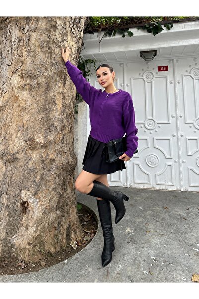 ikomteks Kadın Fermuarlı Triko Hırka