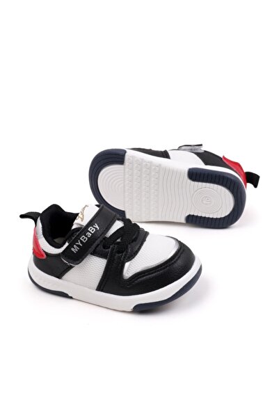 BebeNou Teniși negri pentru copii cu inserții albe - MyBaby MDBM02-5-Bo1