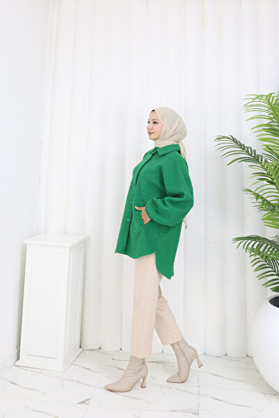 MİSS M.A.T FASHİON Pon Pon Bucket Fabric Standard Size Shirt Jacket