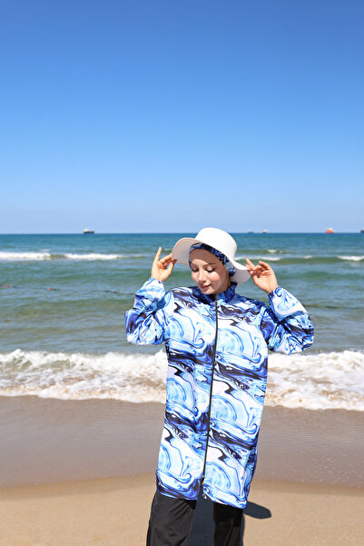 DLC Tekstil Tesettür Desenli Düz Mayo 3lü Set