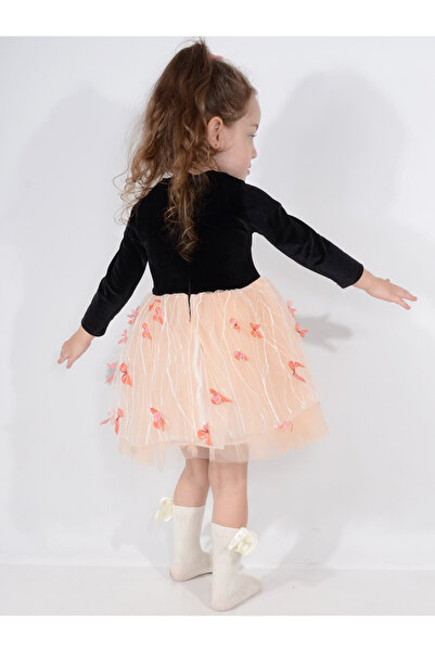 Serkon BABY Flying Butterfly Tutu Fluffy Shiny Velvet Girls' Dress