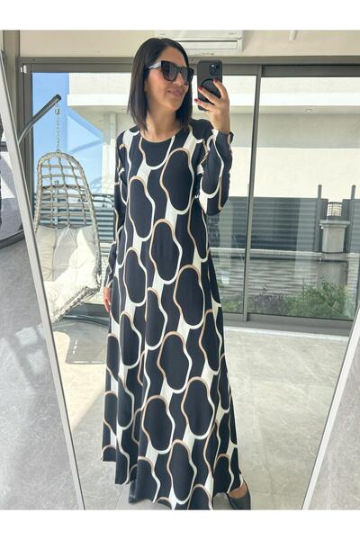 charamela Plus Size Long Lycra Viscose Combed Cotton Dress-Bge132