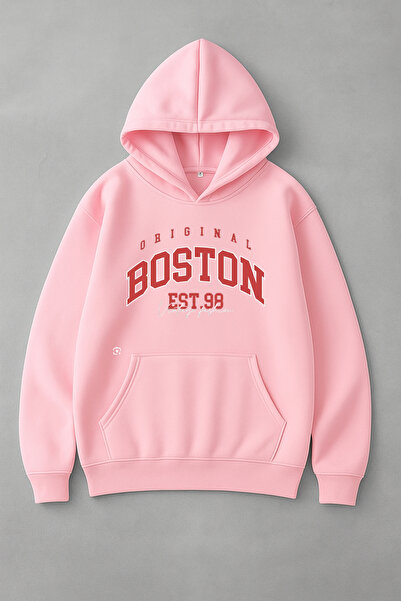 LORVEX Φούτερ Unisex από βαμβάκι με στάμπα Boston Oversize
