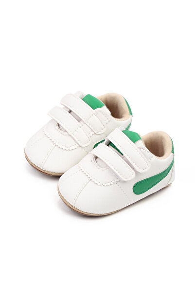 BebeNou Teniși albi pentru bebeluși cu inserții laterale verzi MDd2765-4-p01