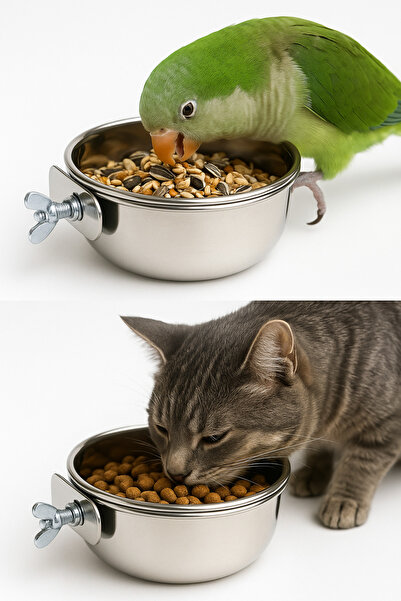 Papağanhane Vidalı Paslanmaz Mama & Su Kabı 20 Oz – Kuş, Kedi, Köpek İçin (Da...