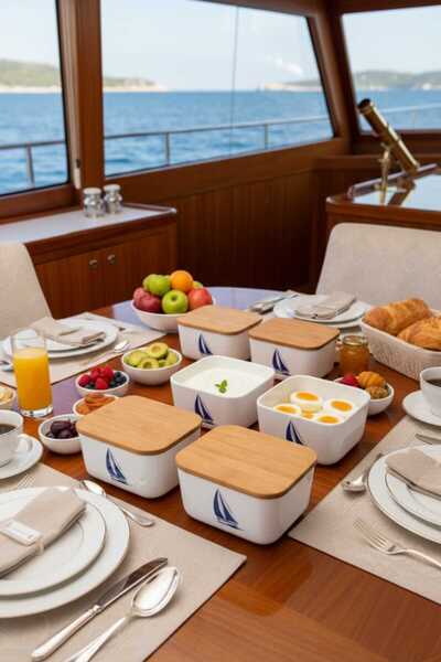 CEM HOME Set of Six Storage Containers with Natural Wooden Lid Lunch Box (6X400Ml)