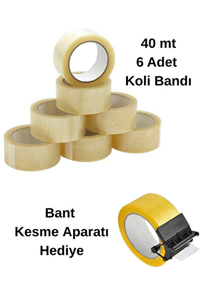 Nuasya 6’lı Koli Bandı 40 mt – Bant Tutma Aparatı Hediye, Dayanıklı Paketleme...