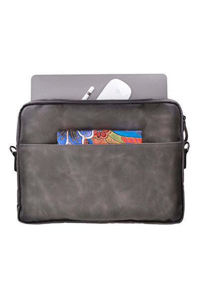 BloominBag Bloomsleeve Leeds 16” Ash Gray Genuine Leather Laptop & Tablet Sleeve