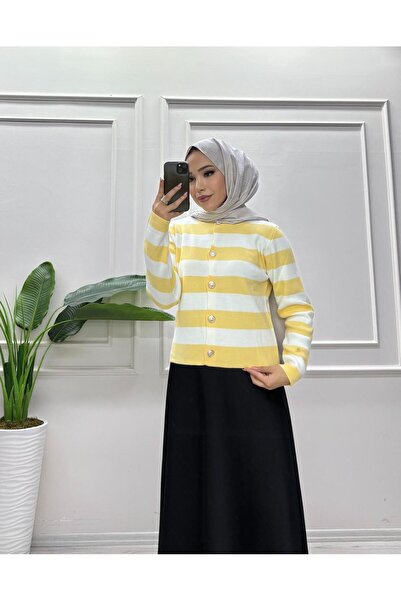 moda acar سترة تريكو مخططة قصيرة