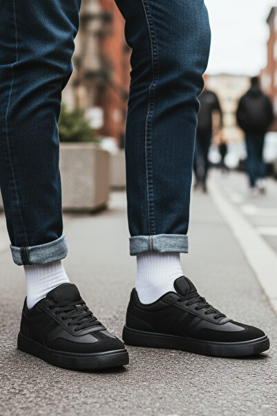 Giyyin Αθλητικά παπούτσια Sneaker Μαύρα Καθημερινά Άνετα Ποιοτικά Ορθοπεδικά με κορδόνια