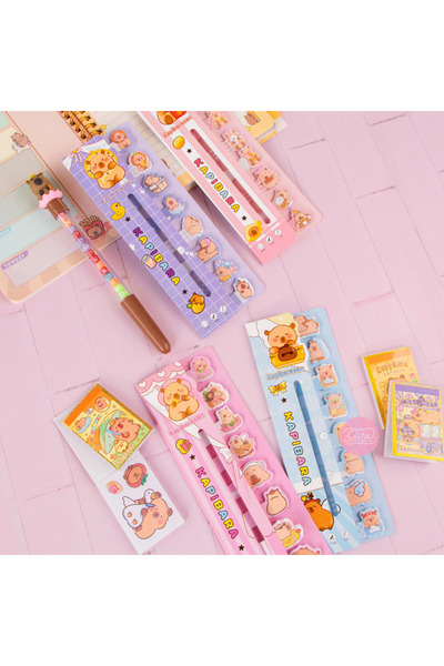 NaSaDAN Sevimli Kapibara Desenli Postit Renkli Not Kağıdı – 160 Yaprak Yapışkanlı Ayraç Seti