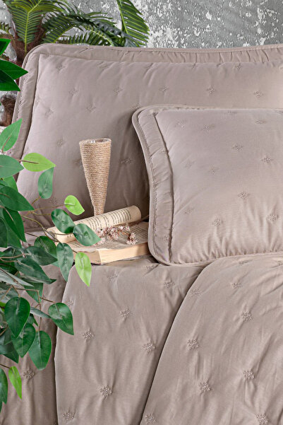 Clasy Aspendos Bej Tek Kişilik Microfiber Yatak Örtüsü