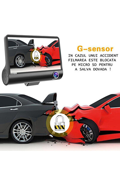 MaxTech Cameră auto de bord DVR Tripla Fata, Spate, Interior, MaxTech®, Ecran...