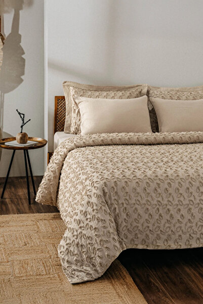 Ecocotton Anka Beige Double Size 100% Organic Cotton Muslin Duvet Cover Set