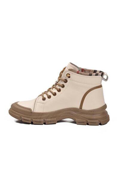 GAMELU Beige Rubber Laced Women's Boots Fade Z