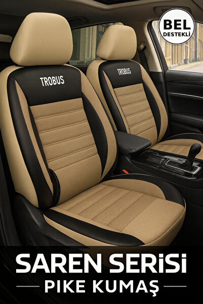 TROBUS غطاء مقعد بيج من سلسلة سارين متوافق مع رينو كليو 5 2019 وما بعدها