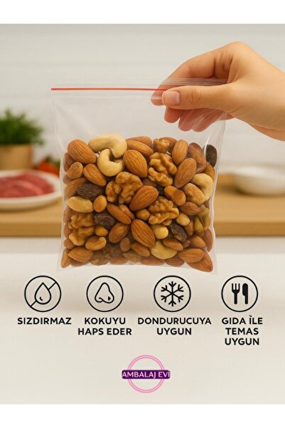 Ambalaj Evi حقيبة قابلة للغلق شفافة مقاس 9×11 سم، 100 قطعة، أكياس للحناء والل...